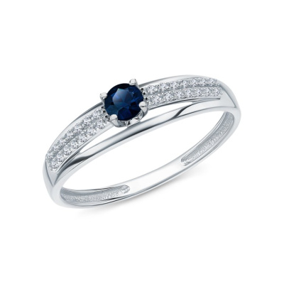 Золотое кольцо с бриллиантами природными и сапфирами природными