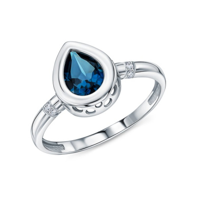 Золотое кольцо с бриллиантами природными и топазами природными