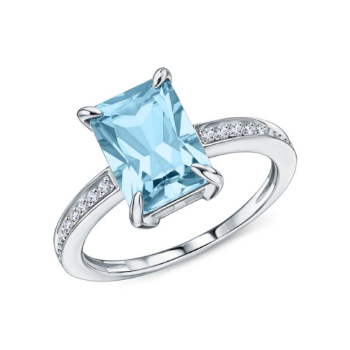 Золотое кольцо с бриллиантами природными и топазами природными