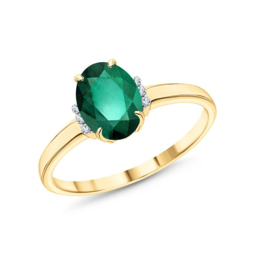 Золотое кольцо с бриллиантами природными и изумрудами природными