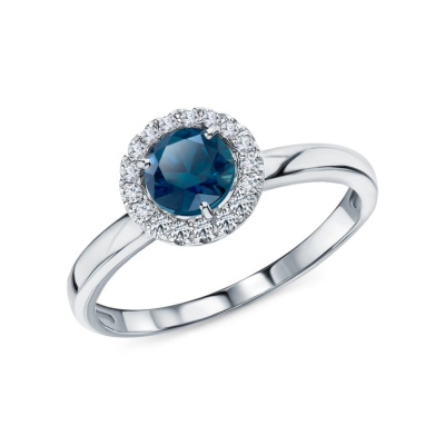 Золотое кольцо с бриллиантами природными и топазами природными