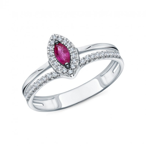 Золотое кольцо с бриллиантами природными и рубинами природными