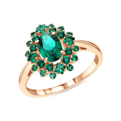 Золотое кольцо с изумрудами выращенными