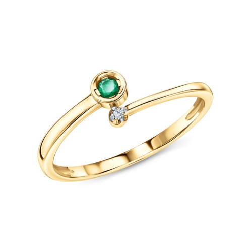 Золотое кольцо с бриллиантами природными и изумрудами природными