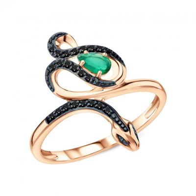 Золотое кольцо с бриллиантами природными и агатами природными