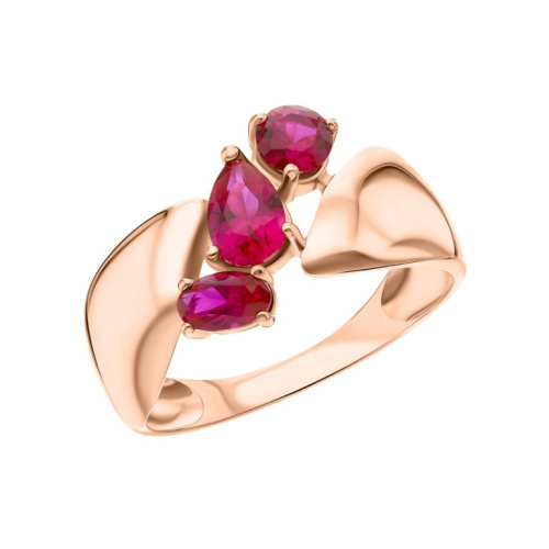 Золотое кольцо с рубинами выращенными