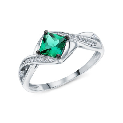 Золотое кольцо с бриллиантами природными и изумрудами выращенными