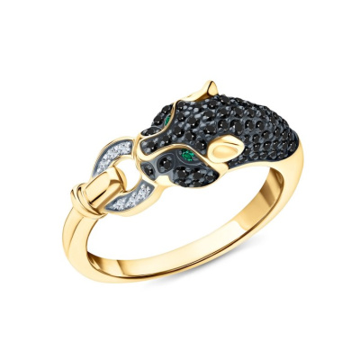 Золотое кольцо с бриллиантами природными