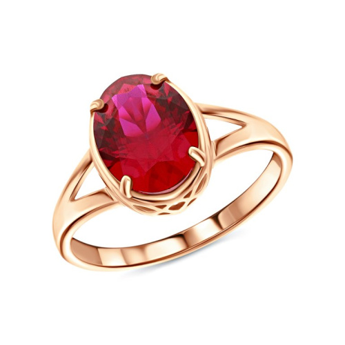 Золотое кольцо с рубинами выращенными