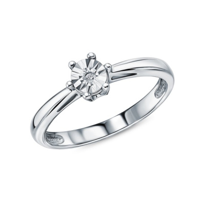 Серебряное кольцо с бриллиантом