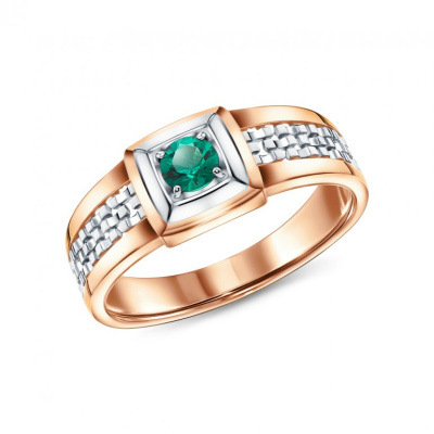 Золотое кольцо с изумрудами выращенными