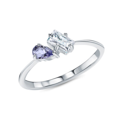 Серебряное кольцо с топазами природными и танзанитами природными