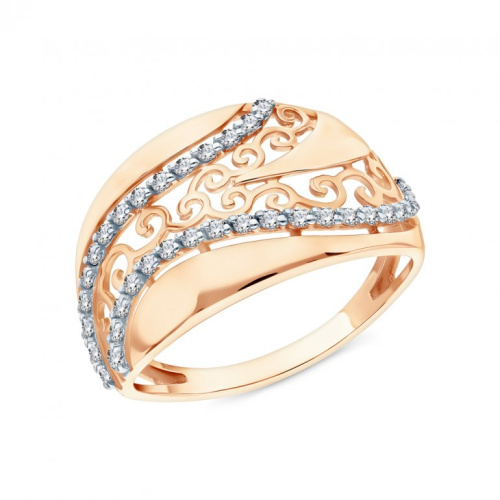 Золотое кольцо с фианитами