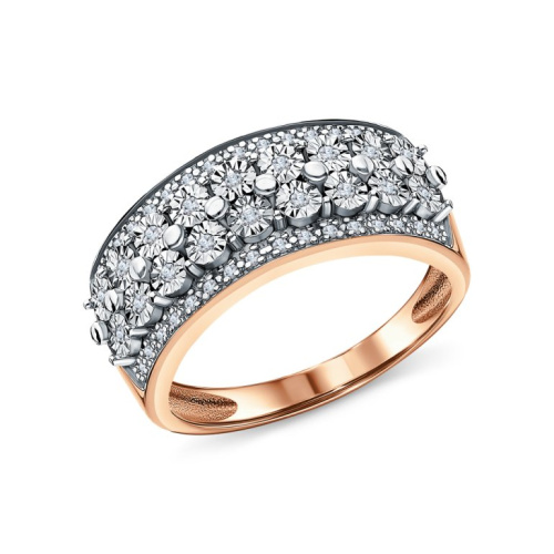 Золотое кольцо с бриллиантами природными