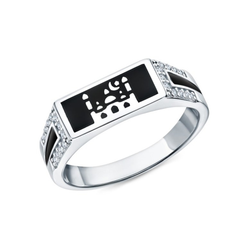 Серебряное кольцо с эмалью и фианитами