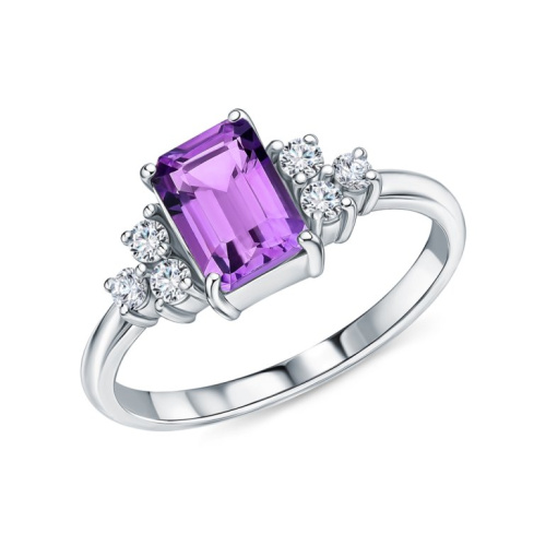 Серебряное кольцо с топазами природными и аметистами природными