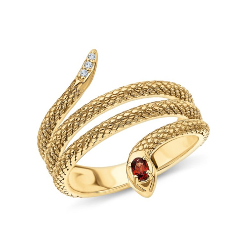 Серебряное кольцо с фианитами и гранатами природными