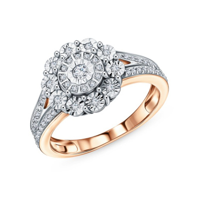 Золотое кольцо с бриллиантами природными