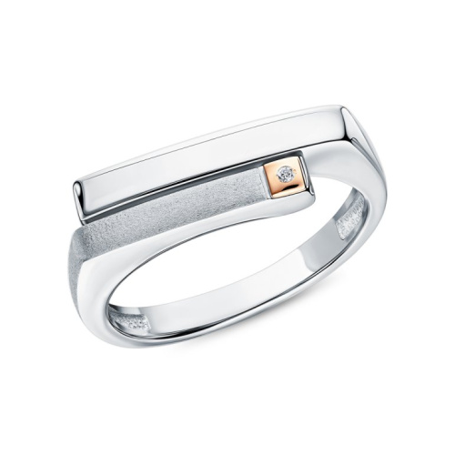 Серебряное кольцо с бриллиантом природным