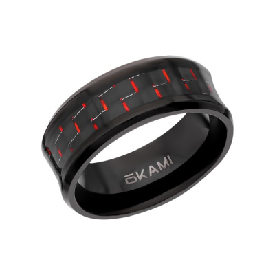 Стальное кольцо с карбоном