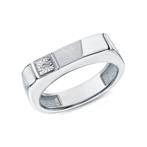 Серебряное кольцо с бриллиантами природными