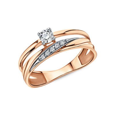 Золотое кольцо с фианитами