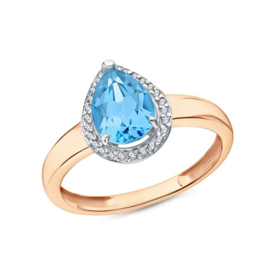 Золотое кольцо с фианитами и топазом