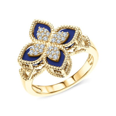 Серебряное кольцо с лазуритом и фианитами