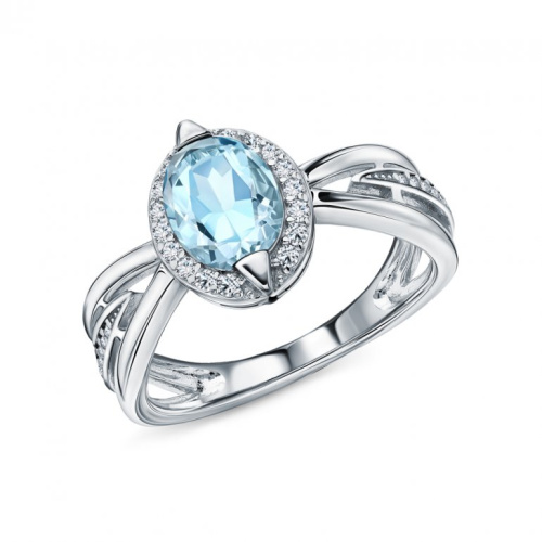 Серебряное кольцо с топазом и фианитами