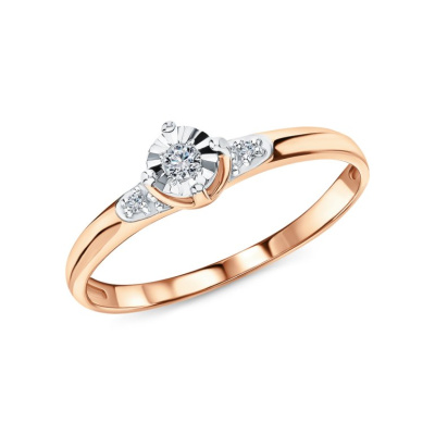 Золотое кольцо с бриллиантами природными