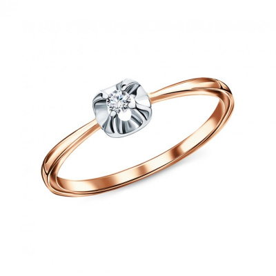 Золотое кольцо с бриллиантами природными