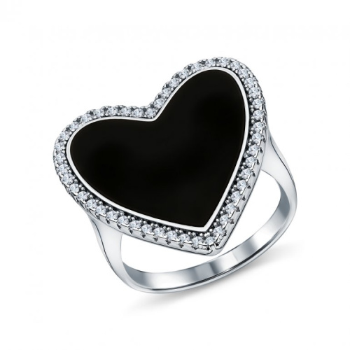 Серебряное кольцо с эмалью и фианитами