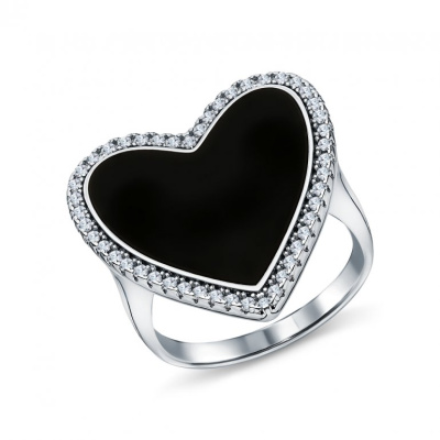 Серебряное кольцо с эмалью и фианитами