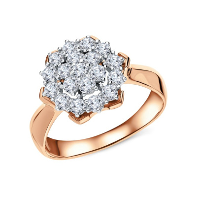 Золотое кольцо с бриллиантами природными