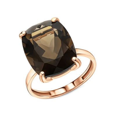 Золотое кольцо с кварцами дымчатыми природными