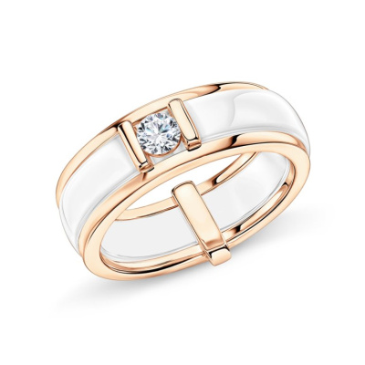 Серебряное кольцо с фианитами и керамикой