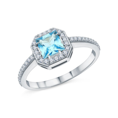 Золотое кольцо с бриллиантами природными и топазами природными