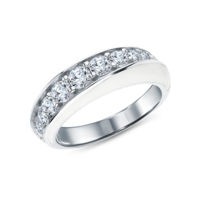 Серебряное кольцо с эмалью и фианитами