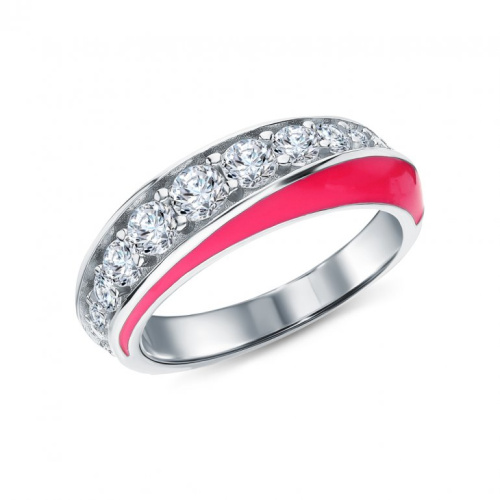 Серебряное кольцо с эмалью и фианитами