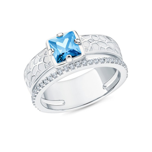 Серебряное кольцо с эмалью и фианитами