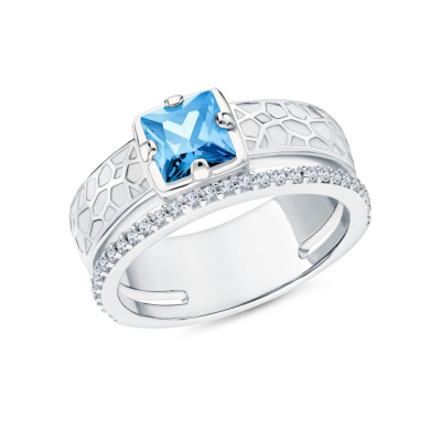 Серебряное кольцо с эмалью и фианитами