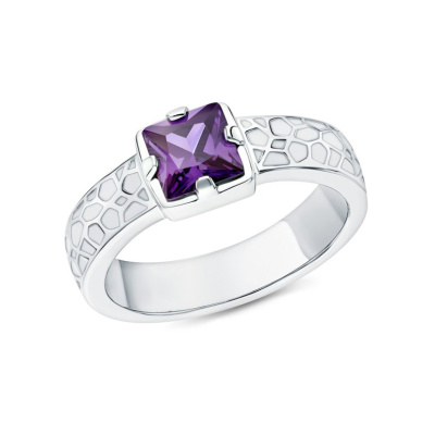 Серебряное кольцо с эмалью и фианитами