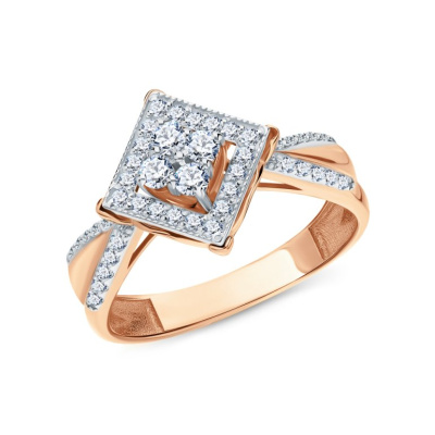 Золотое кольцо с фианитами