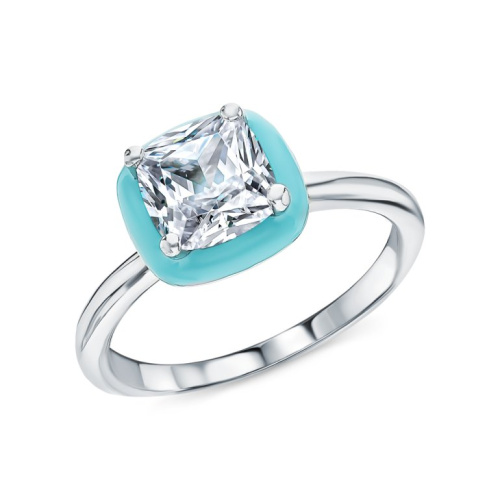 Серебряное кольцо с эмалью и фианитами