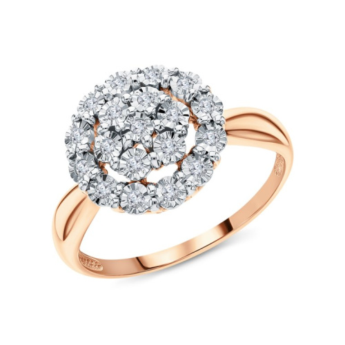 Золотое кольцо с бриллиантами природными