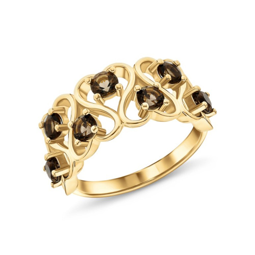 Серебряное кольцо с кварцами дымчатыми природными