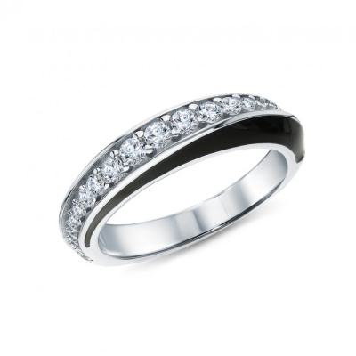 Серебряное кольцо с эмалью и фианитами