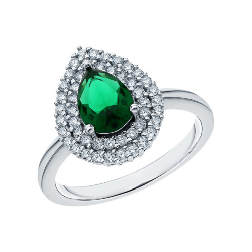 Серебряное кольцо с фианитами и алпанитом