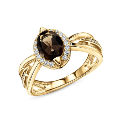 Серебряное кольцо с кварцем и фианитами