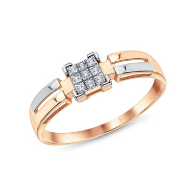 Золотое кольцо с бриллиантами природными